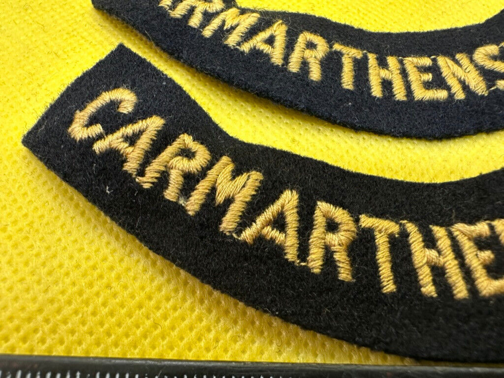Original WW2 British Home Front Civil Defence Carmarthenshire Shoulder Titles - The Militaria Shop