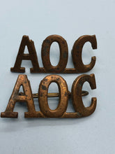 Load image into Gallery viewer, Original WW1 British Army Ordnance Corps (A.O.C.) Shoulder Titles - The Militaria Shop