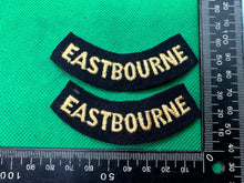Charger l'image dans la galerie, Original WW2 British Home Front Civil Defence Eastbourne Shoulder Titles - The Militaria Shop