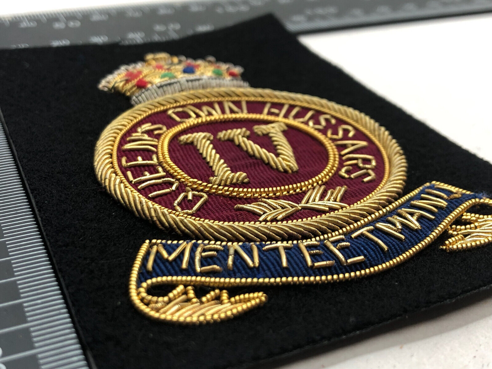 British Army Bullion Embroidered Blazer Badge - 4th Queen's Own Hussars - The Militaria Shop