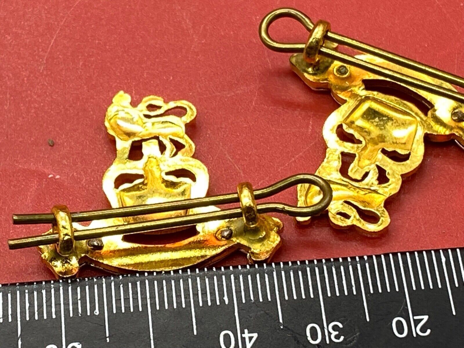 Pair of Queen's Crown Gilt and White Metal British Army Pay Corps Collar Ba - The Militaria Shop