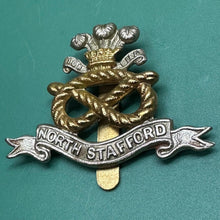 Load image into Gallery viewer, Original WW2 British Army North Stafford Regiment Cap Badge - The Militaria Shop