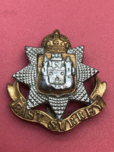 Load image into Gallery viewer, Original WW2 British Army Easy Surrey Regiment Cap Badge - The Militaria Shop
