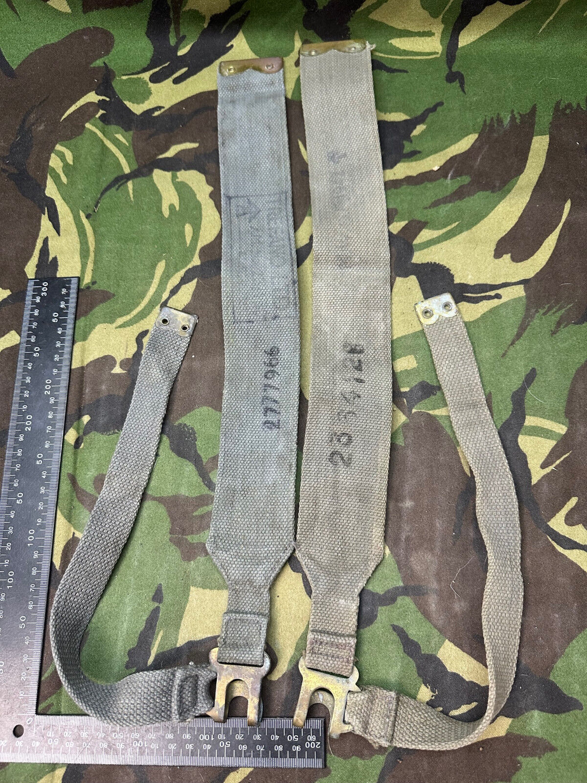 Original British Royal Air Force RAF Blue L Strap Pair - WW2 37 Pattern - The Militaria Shop