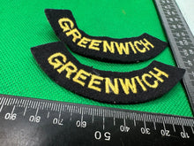 Load image into Gallery viewer, Original WW2 British Home Front Civil Defence Greenwich Shoulder Titles - The Militaria Shop