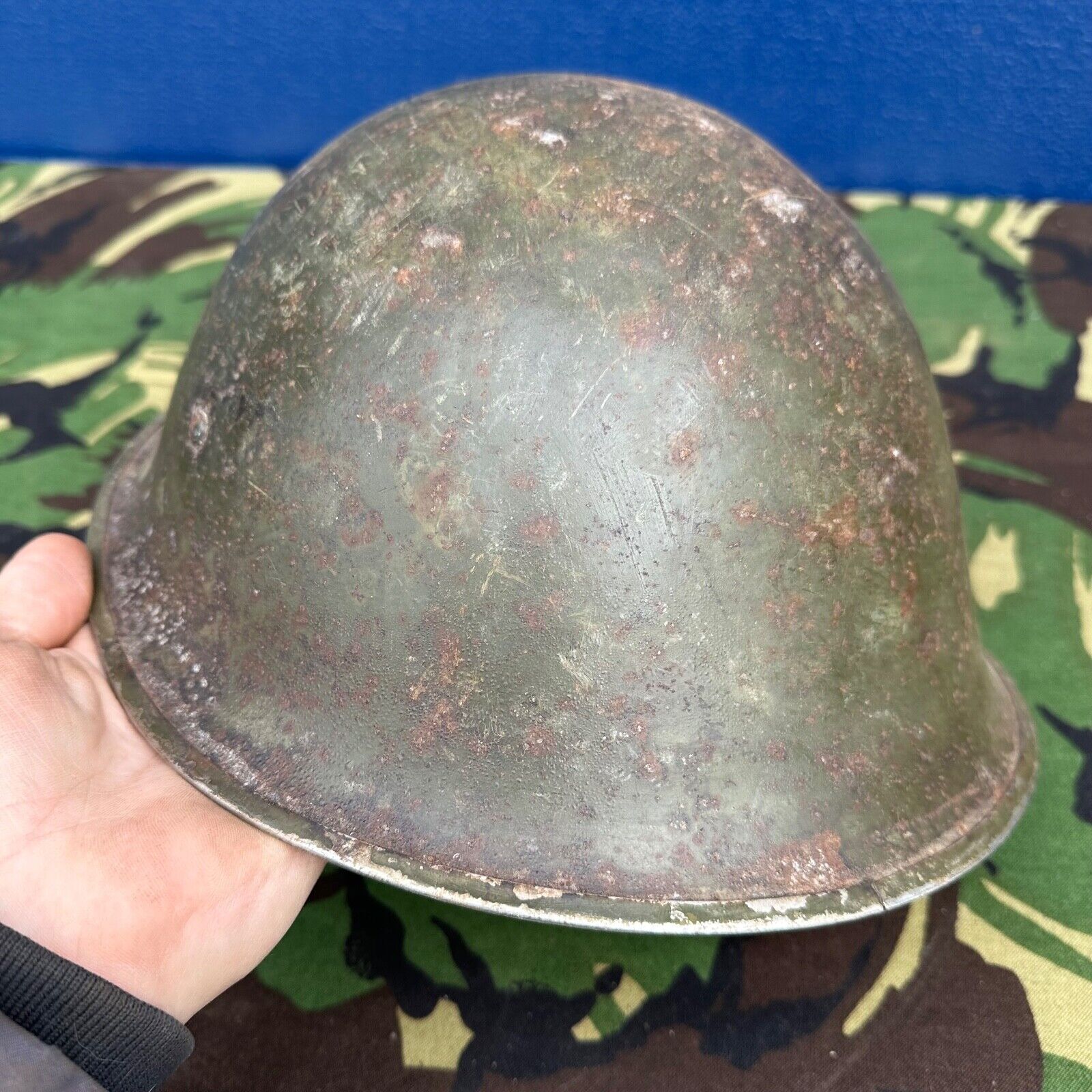 WW2 Canadian Army Mk3 Turtle Helmet - Original Helmet Shell - High Rivet - The Militaria Shop