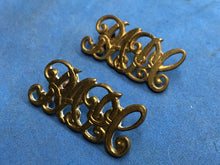 Load image into Gallery viewer, Original Pair of WW2 Brass British Army Shoulder Titles - RAPC Pay Corps - The Militaria Shop
