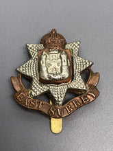 Load image into Gallery viewer, Original WW2 British Army East Surrey Regiment Cap Badge - The Militaria Shop