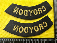 Load image into Gallery viewer, Original WW2 British Home Front Civil Defence Croydon Shoulder Titles - The Militaria Shop