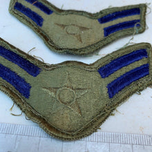 Load image into Gallery viewer, Pair of United States Air Force Rank Chevrons Olive Green -- Airmen First Class - The Militaria Shop