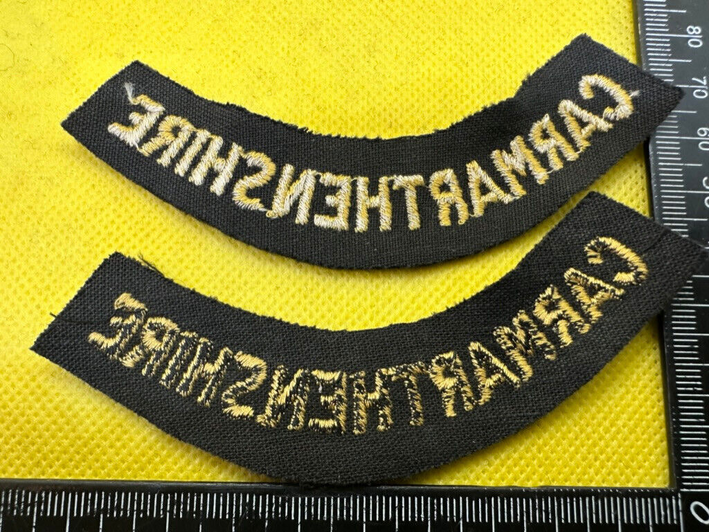 Original WW2 British Home Front Civil Defence Carmarthenshire Shoulder Titles - The Militaria Shop
