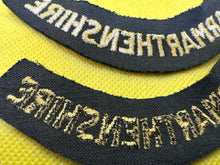Charger l'image dans la galerie, Original WW2 British Home Front Civil Defence Carmarthenshire Shoulder Titles - The Militaria Shop