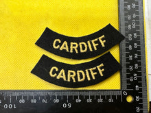 Load image into Gallery viewer, Original WW2 British Home Front Civil Defence Cardiff Shoulder Titles - The Militaria Shop