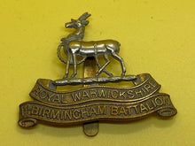 Load image into Gallery viewer, Original WW1 British Army Royal Warwickshire 1st Birmingham Battalion Cap Badge - The Militaria Shop