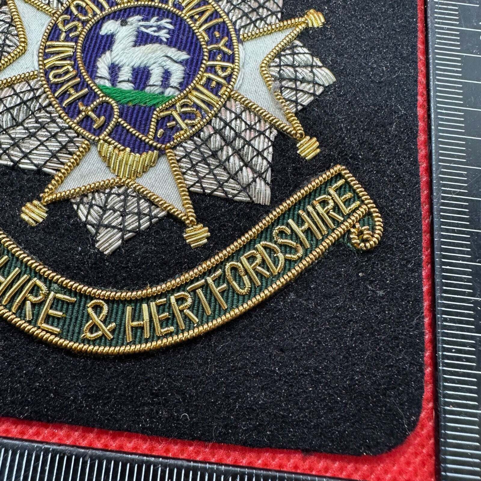 British Army Bullion Embroidered Blazer Badge - Bedfordshire & Hertfordshire - The Militaria Shop