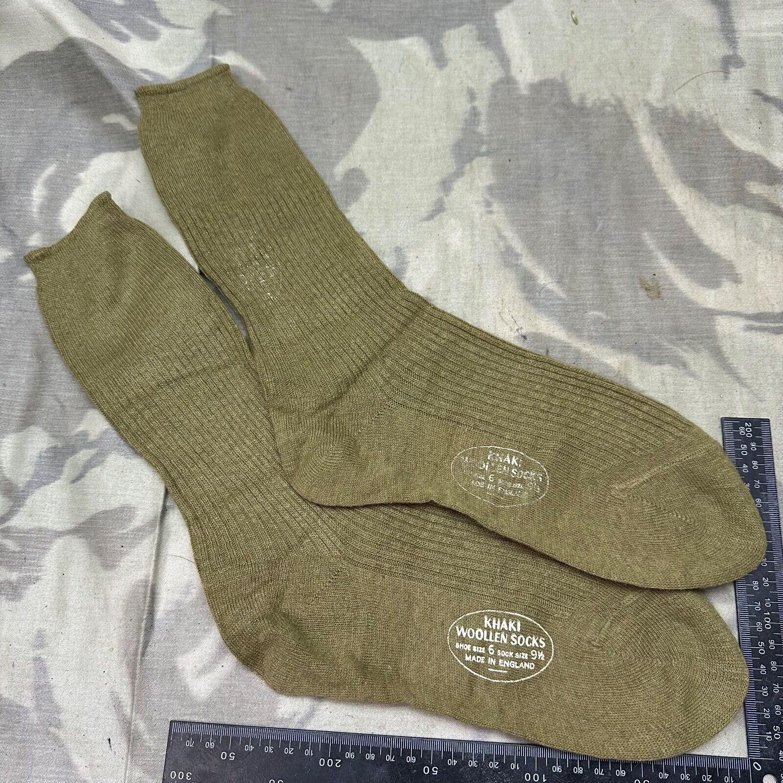 Original British Army WW2 New Old Stock Officers Wool Khaki Socks - Varied Sizes - The Militaria Shop