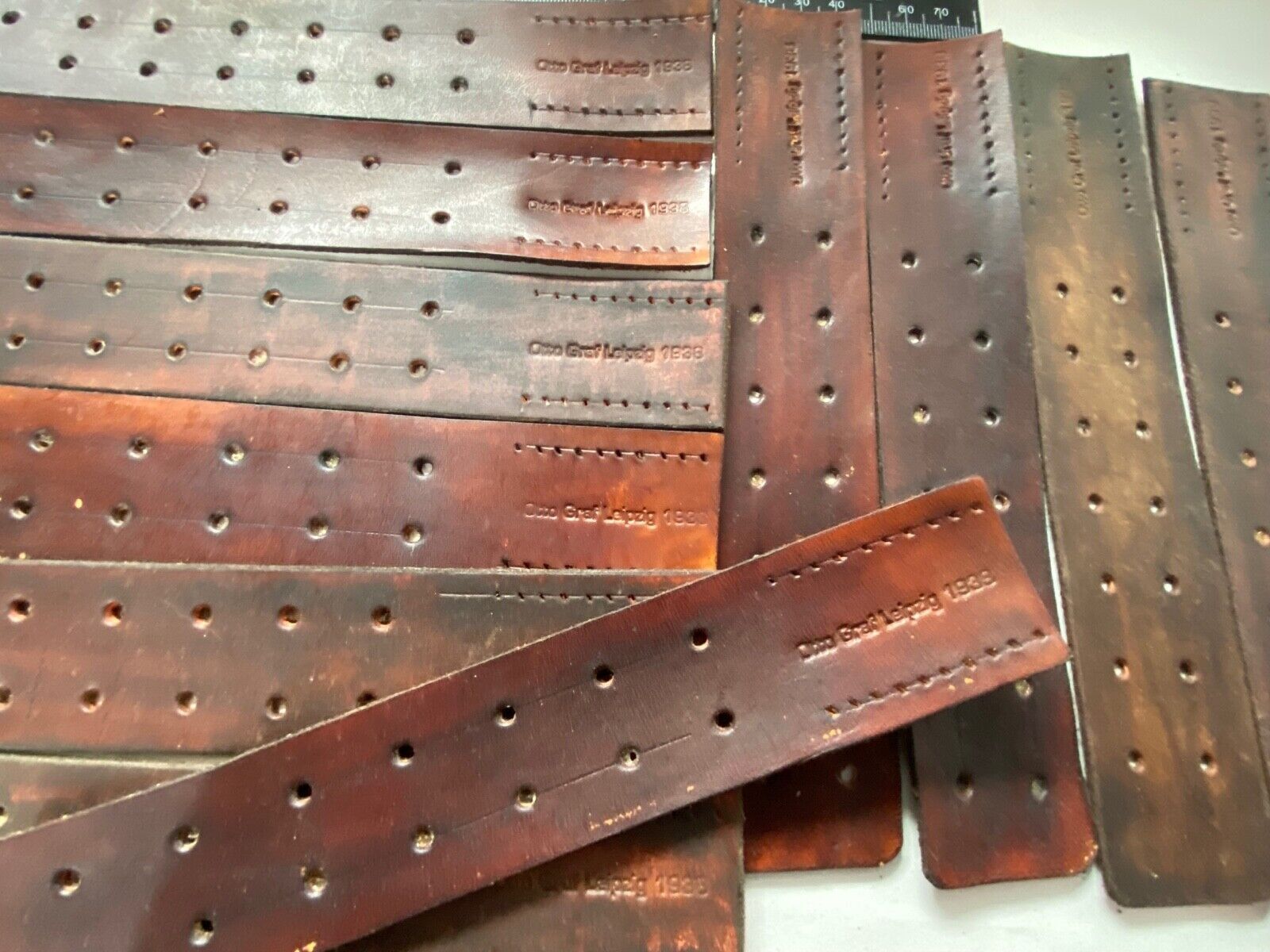 WW2 German Army belt leather fastening strip. Brown leather reproduction. - The Militaria Shop