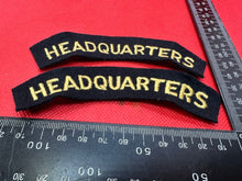 Load image into Gallery viewer, Original WW2 British Home Front Civil Defence Hedquarters Shoulder Title Pair - The Militaria Shop