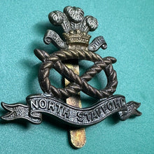 Load image into Gallery viewer, Original WW2 British Army North Stafford Regiment Cap Badge - The Militaria Shop