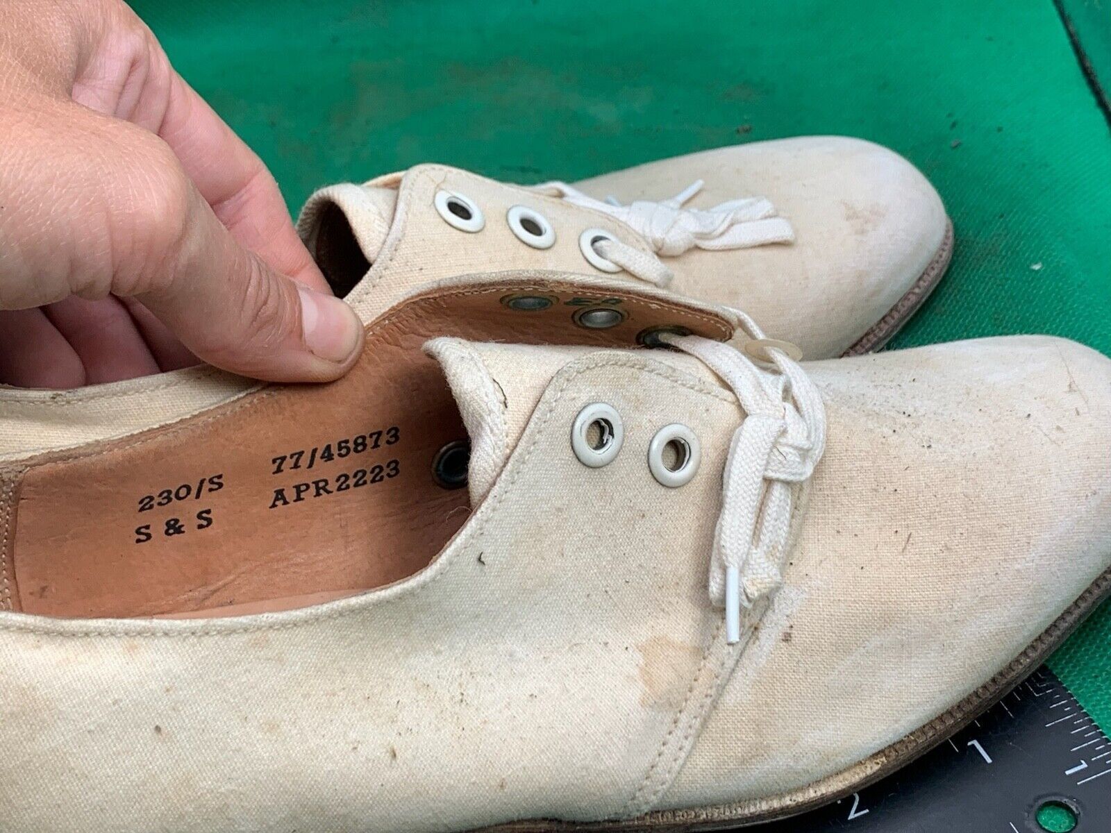 Original WW2 British Army Women's White Summer Shoes - ATS WAAF - Size 230s - The Militaria Shop