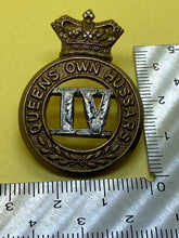 Load image into Gallery viewer, Original British Army Victorian 4th Queen's Own Hussars Cap Badge - The Militaria Shop