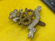 Load image into Gallery viewer, WW1 / WW2 British Army NORTH STAFFORD REGIMENT Brass and WM Cap Badge. - The Militaria Shop