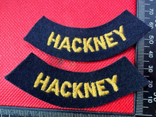 Load image into Gallery viewer, Original WW2 British Home Front Civil Defence Hackney Shoulder Titles - The Militaria Shop