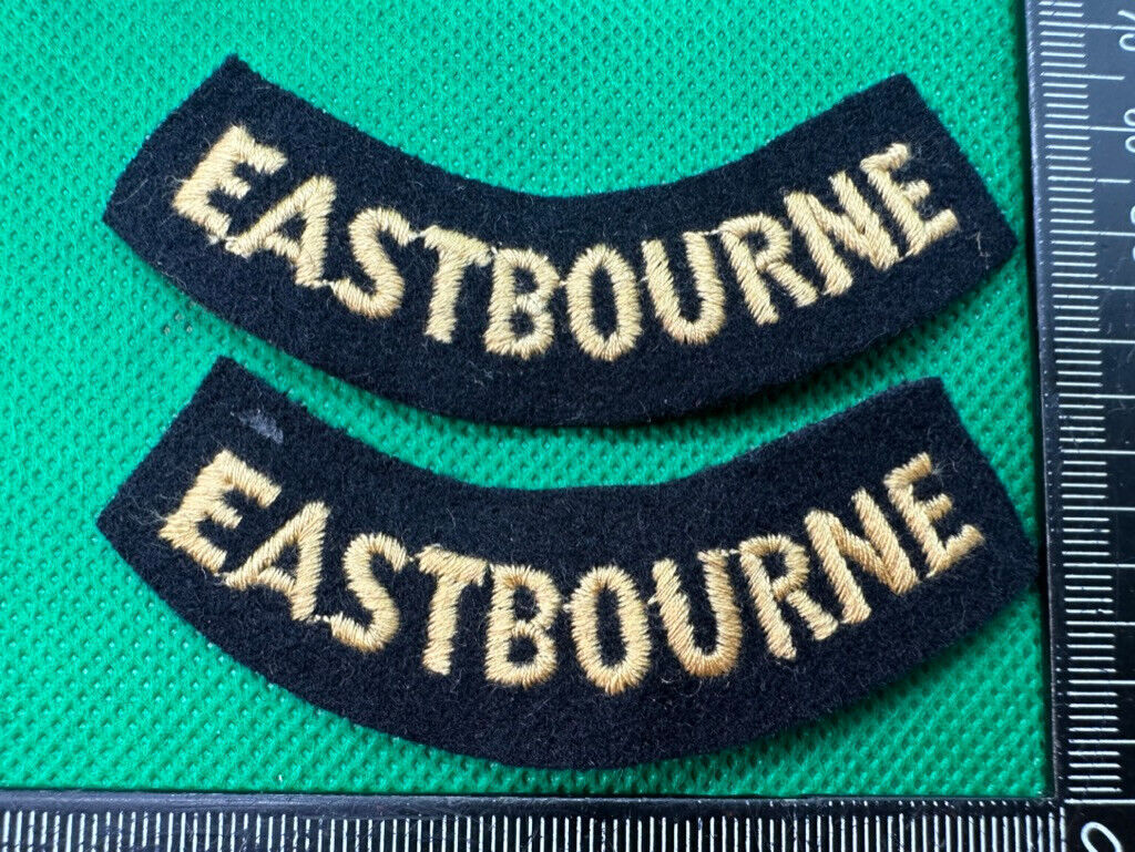 Original WW2 British Home Front Civil Defence Eastbourne Shoulder Titles - The Militaria Shop
