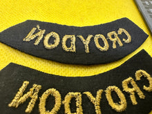 Load image into Gallery viewer, Original WW2 British Home Front Civil Defence Croydon Shoulder Titles - The Militaria Shop