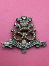 Load image into Gallery viewer, Original WW2 British Army North Stafford Regiment Cap Badge - The Militaria Shop