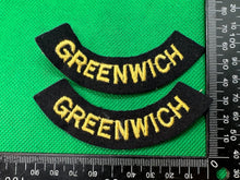 Load image into Gallery viewer, Original WW2 British Home Front Civil Defence Greenwich Shoulder Titles - The Militaria Shop