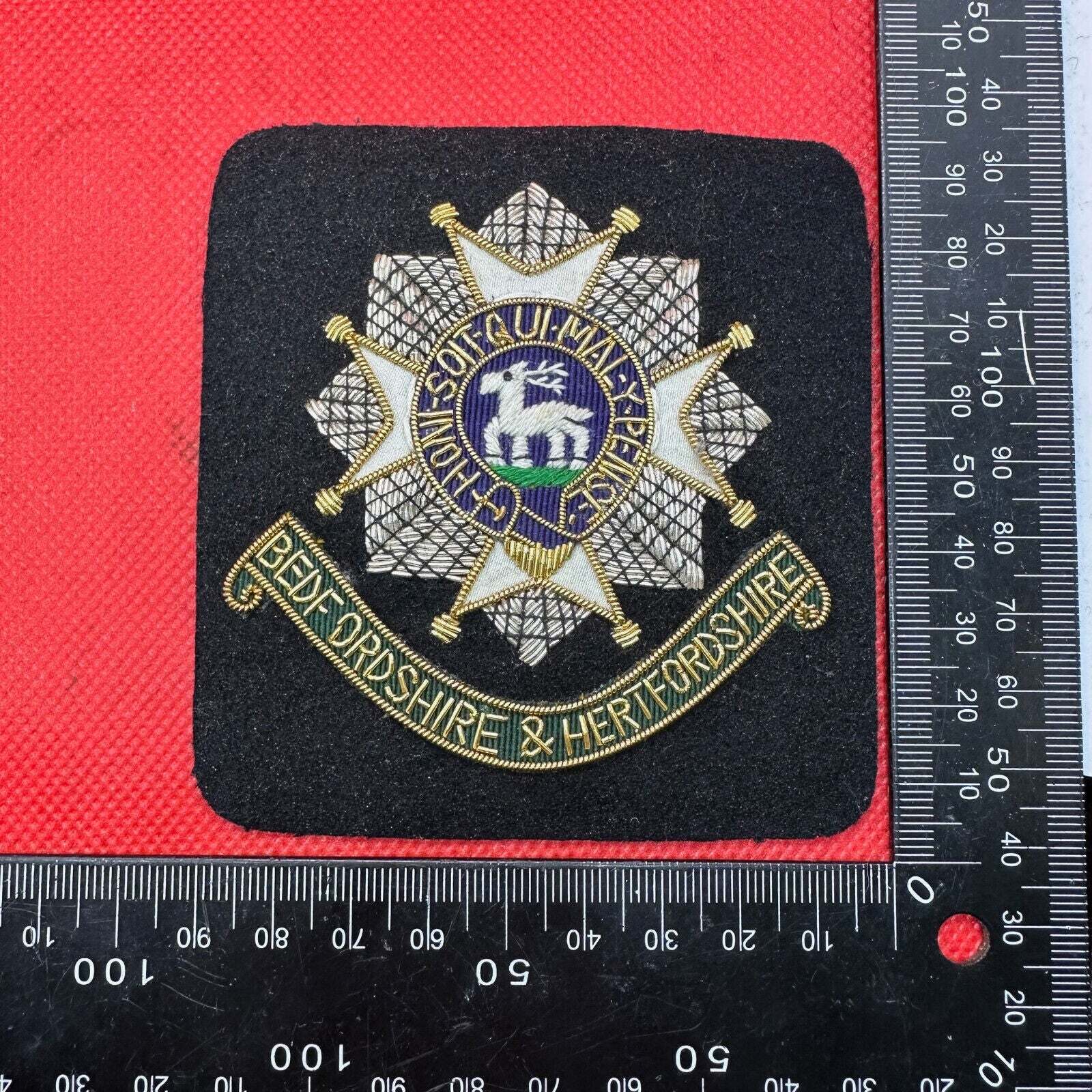 British Army Bullion Embroidered Blazer Badge - Bedfordshire & Hertfordshire - The Militaria Shop