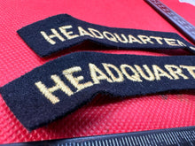 Load image into Gallery viewer, Original WW2 British Home Front Civil Defence Hedquarters Shoulder Title Pair - The Militaria Shop