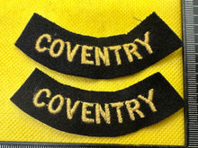Load image into Gallery viewer, Original WW2 British Home Front Civil Defence Coventry Shoulder Titles - The Militaria Shop