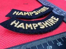 Load image into Gallery viewer, Original WW2 British Home Front Civil Defence Hampshire Shoulder Titles - The Militaria Shop
