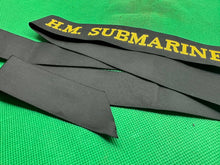 Load image into Gallery viewer, Genuine British Royal Navy H.M Submarine Cap Tally - Full Length - Mint Unissued - The Militaria Shop