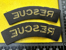 Load image into Gallery viewer, Original WW2 British Home Front Civil Defence Rescue Shoulder Titles - The Militaria Shop