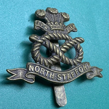 Load image into Gallery viewer, Original WW2 British Army North Stafford Regiment Cap Badge - The Militaria Shop
