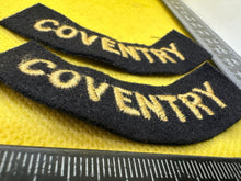 Load image into Gallery viewer, Original WW2 British Home Front Civil Defence Coventry Shoulder Titles - The Militaria Shop