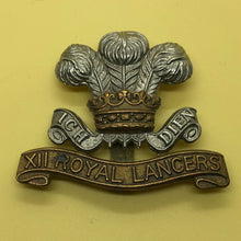 Load image into Gallery viewer, Original WW2 British Army Cap Badge - 12th (Prince Of Wales's Royal) Lancer - The Militaria Shop