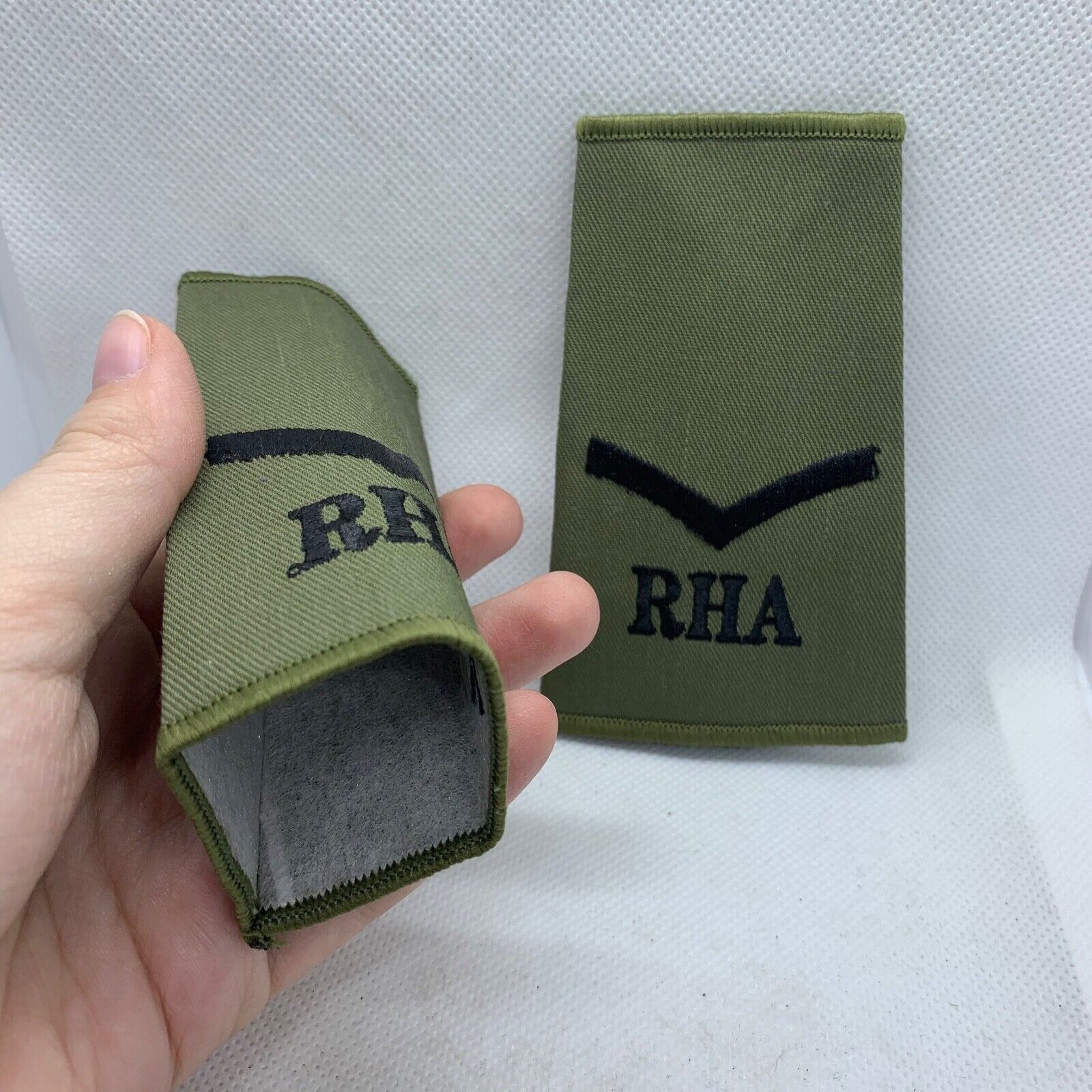 RHA Royal Horse OD Green Rank Slides / Epaulette Pair Genuine British Army - NEW - The Militaria Shop