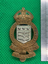Load image into Gallery viewer, Genuine WW2 British Army Ordinance Corps Brass Cap Badge - Kings Crown - The Militaria Shop
