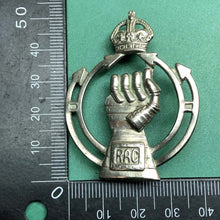 Load image into Gallery viewer, Original WW2 British Army Cap Badge - Royal Armoured Corps - Kings Crown - The Militaria Shop