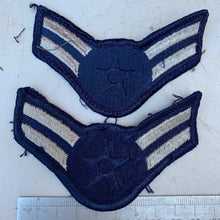 Load image into Gallery viewer, Pair of United States Air Force Rank Chevrons Navy Blue - Airmen First Class - The Militaria Shop