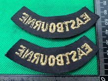 Charger l'image dans la galerie, Original WW2 British Home Front Civil Defence Eastbourne Shoulder Titles - The Militaria Shop