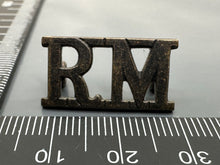 Load image into Gallery viewer, Original WW2 British Navy Royal Marines Brass Shoulder Title - The Militaria Shop