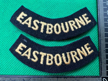 Charger l'image dans la galerie, Original WW2 British Home Front Civil Defence Eastbourne Shoulder Titles - The Militaria Shop