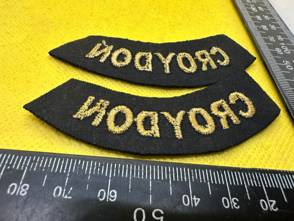 Original WW2 British Home Front Civil Defence Croydon Shoulder Titles - The Militaria Shop