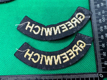 Load image into Gallery viewer, Original WW2 British Home Front Civil Defence Greenwich Shoulder Titles - The Militaria Shop