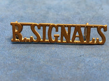Load image into Gallery viewer, Original WW2 Brass British Army Shoulder Title Royal Signals - The Militaria Shop